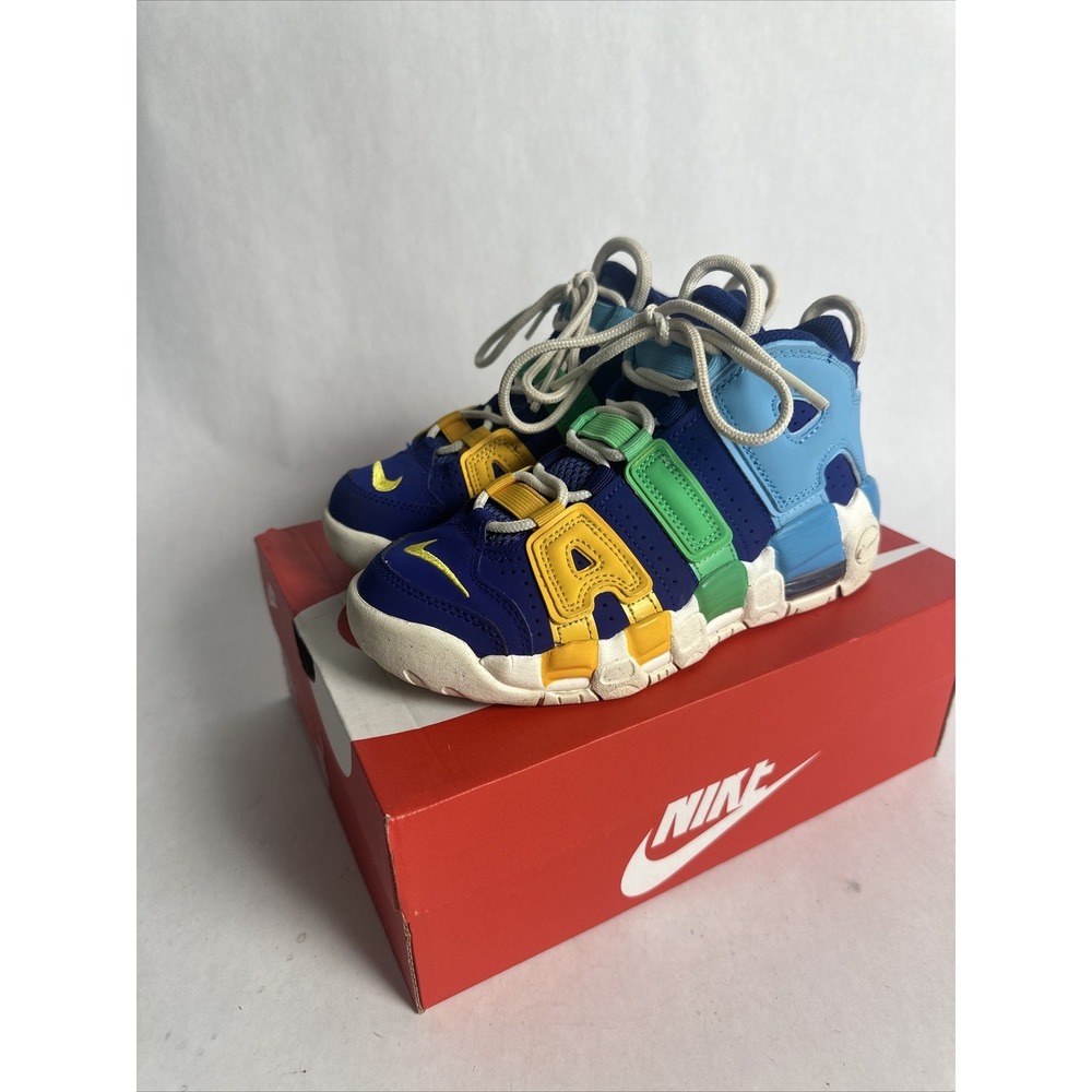 Nike Air More Uptempo BG (Size 2Y) Shoes FJ0694 455 Kaleidoscope Deep Royal Blue